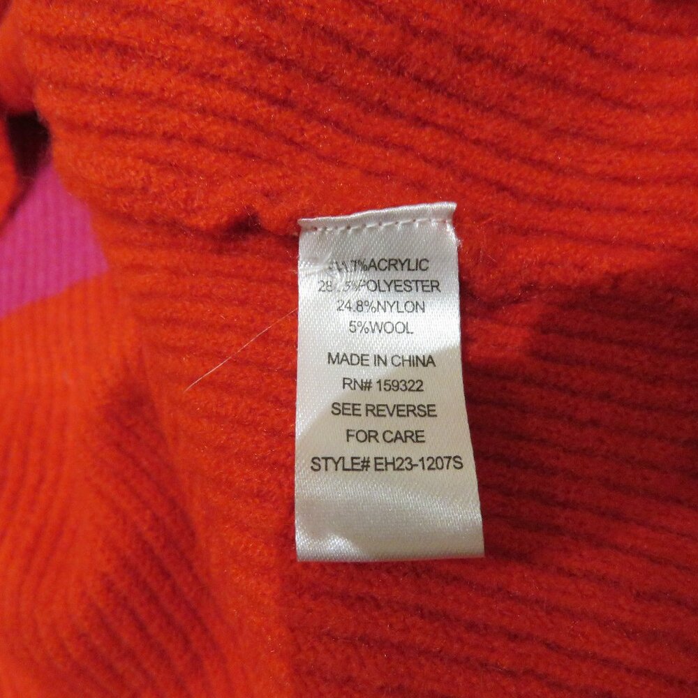 EVEREVE Frankie Striped Colorblock Crew Neck Sweater Size Small Pink Red Preppy - Picture 11 of 11